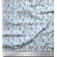 thumbnail image 1 of Soimoi Blue polyester Crepe Fabric Bear Animal Print Fabric by the Yard 52 Inch Wide, 1 of 3