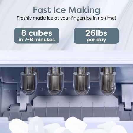 Igloo Portable Ice Maker with Scoop & Basket - Ice Maker with LED Control Panel & 1 Quart Water Tank- Ice Cube Maker Produces 26 Lbs Of Ice In 24 Hours with 8 Large or Small Cubes In 7-8 Minutes- Pink