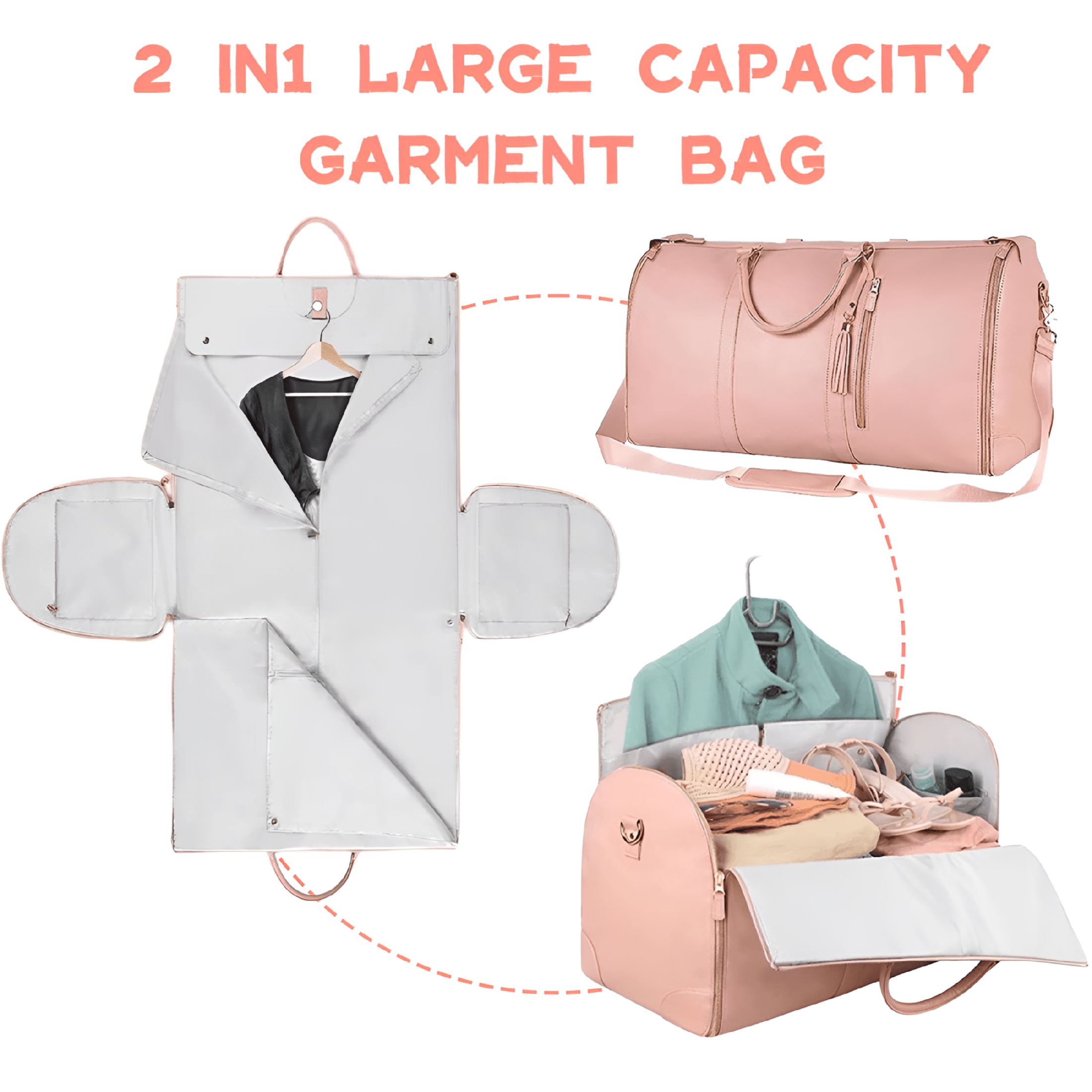 GASTROPOD 2026 New Garment Bag for Travel, Carry on Garment Bag, Hanging Suitcase Suit Weekender Travel Bag Pink, for Business Trips, Vacations, Suit Protection, Easy Packing, Travel Convenience.