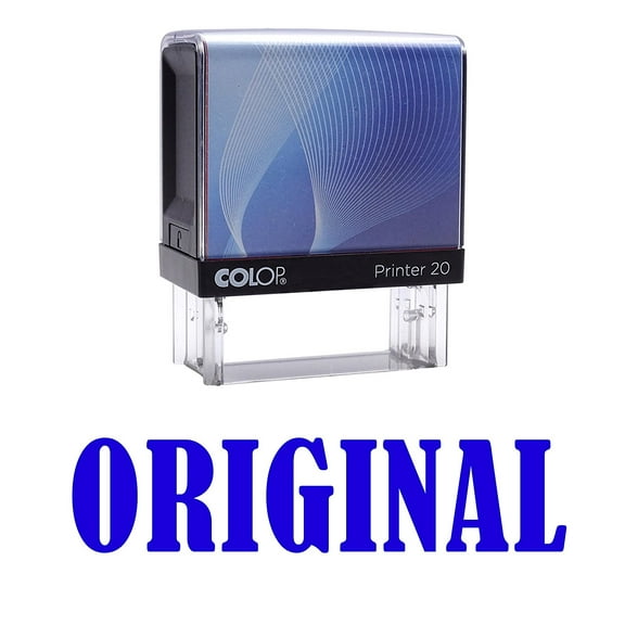 ORIGINAL Self Inking Rubber Stamp Small Blue Ink Office Stock Stamp Colop Mini Stamper