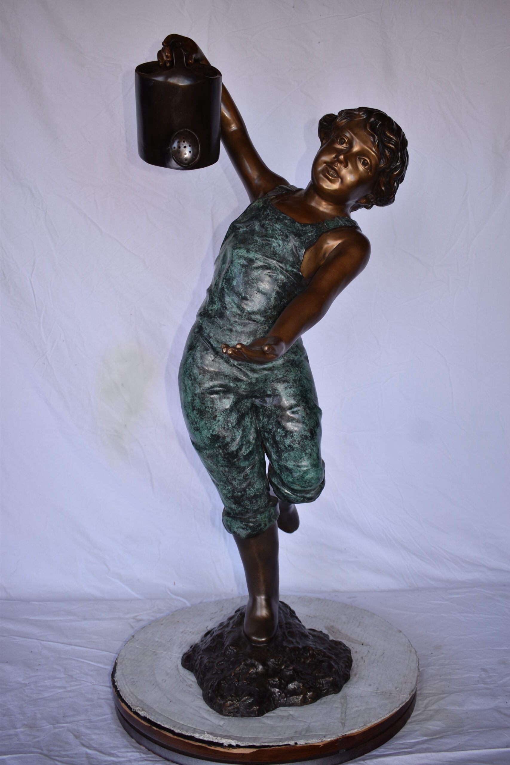 Nifao Standing Boy with Watering Can Outdoor Fountain Statue, Bronze Garden Water Feature Sculpture for Patio & Yard – Outdoor Garden Decor Sculpture, 24"L x 22"W x 48"H