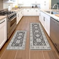 thumbnail image 7 of Grey Boho Kitchen Rugs and Mats Set of 2, 17"x47"+17"x30" Non-Slip Machine Washable Runner Rugs for Kitchen Floor, Soft Kitchen Mat Set for Home,Laundry Room,Floral Pattern, 7 of 7