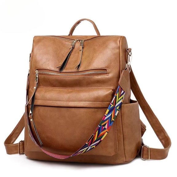YYDD.Women's Fashion Retro Large Capacity PU Backpack-brown