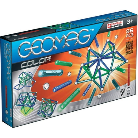 GeoMag Kids Color Magnetic Construction System Set, 86 Pieces