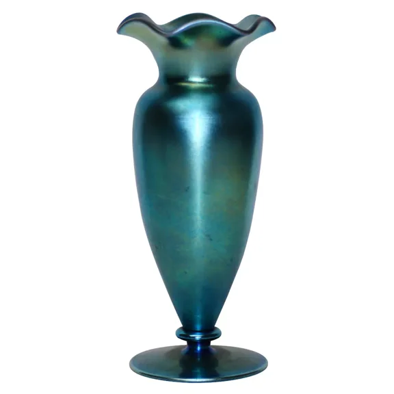 Pre-Owned Steuben Blue Aurene Glass Pinch Rim Vase
