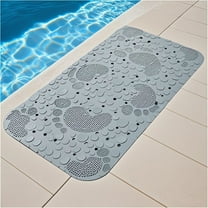 Blueek Bath Tub Shower Mat - Cute Footprint Floor Mat for Bathroom & Pool, Waterproof & Easy Clean Suction Cups and Drain Holes to Keep Tubs Clean(Gray,25x13in)