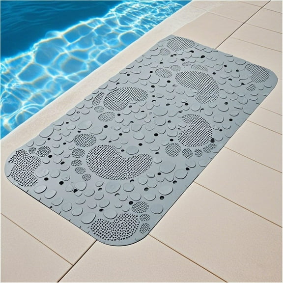 Non-Slip Bath Mat, Suction Cup Shower Floor Mat with Cute Footprint Design, Anti-Skid Waterproof Pad for Bathroom Toilet Pool Safety