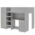 thumbnail image 5 of Euroco Wood Full Size Loft Bed with Wardrobe and Desk, 3 Drawers and Shelves for Kids Teens, Gray, 5 of 13