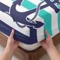 thumbnail image 3 of King Size Fitted Sheet Set - Anchor Turquoise 3 Piece Bedding Sets 16" Deep Pocket Fitted Sheet with 2 Pillowcases, Modern Navy Blue White Striped Nautical Brushed Microfiber Hotel Luxury Bed Sheets, 3 of 9