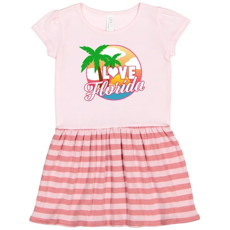 

Inktastic I Love Florida with Ocean and Palm Trees Gift Toddler Girl Dress