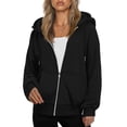 thumbnail image 2 of Inglocry Zip Up Hoodies for Women Drawstring Soft Jackets Casual Winter Sweatshirts with Pocket Black L, 2 of 5