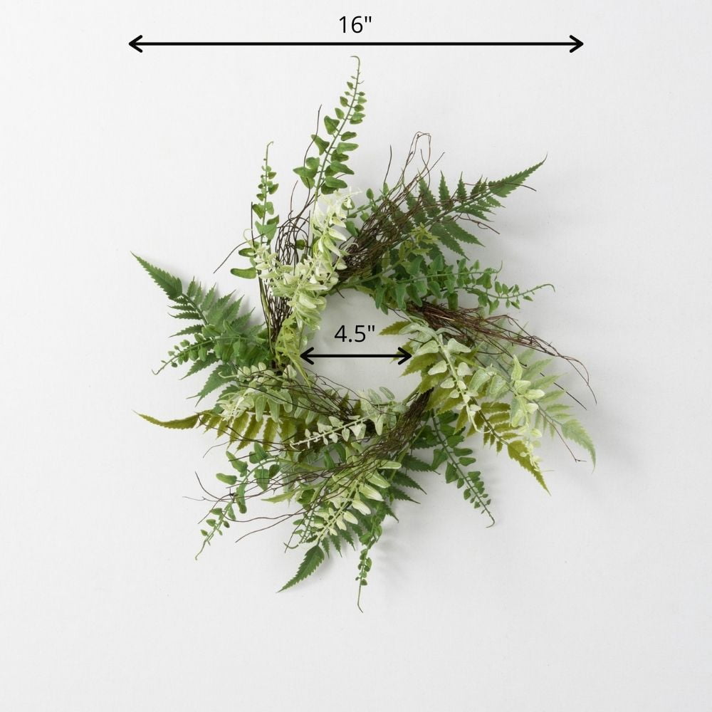 Sullivans Artificial Fern Twig Nest Mini Wreath 16"H Green