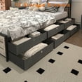 thumbnail image 5 of Miniyam Full Size Metal Bed Frame with Storage Drawers, Headboard with Charging Station & LED Lights, Noise-Free Platform Bed, Gray, 5 of 7