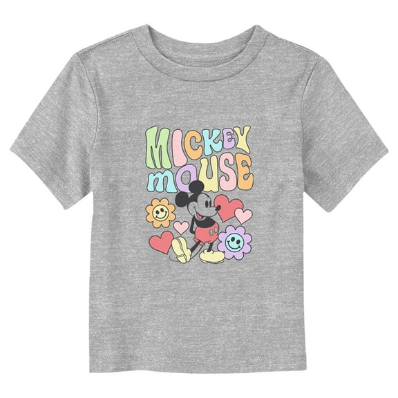 Toddler's Mickey & Friends Flowers and Hearts Mickey Graphic Tee Athletic Heather 2T