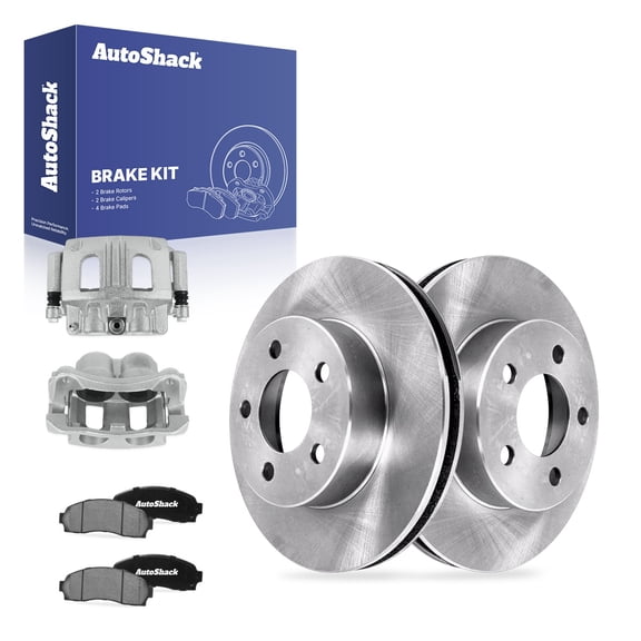 AutoShack Front Vented Brake Rotors   Ceramic Pads   Calipers 8-PC Brake Kit Replacement for 2003-2004 Mazda B4000 11.26" (286 mm)