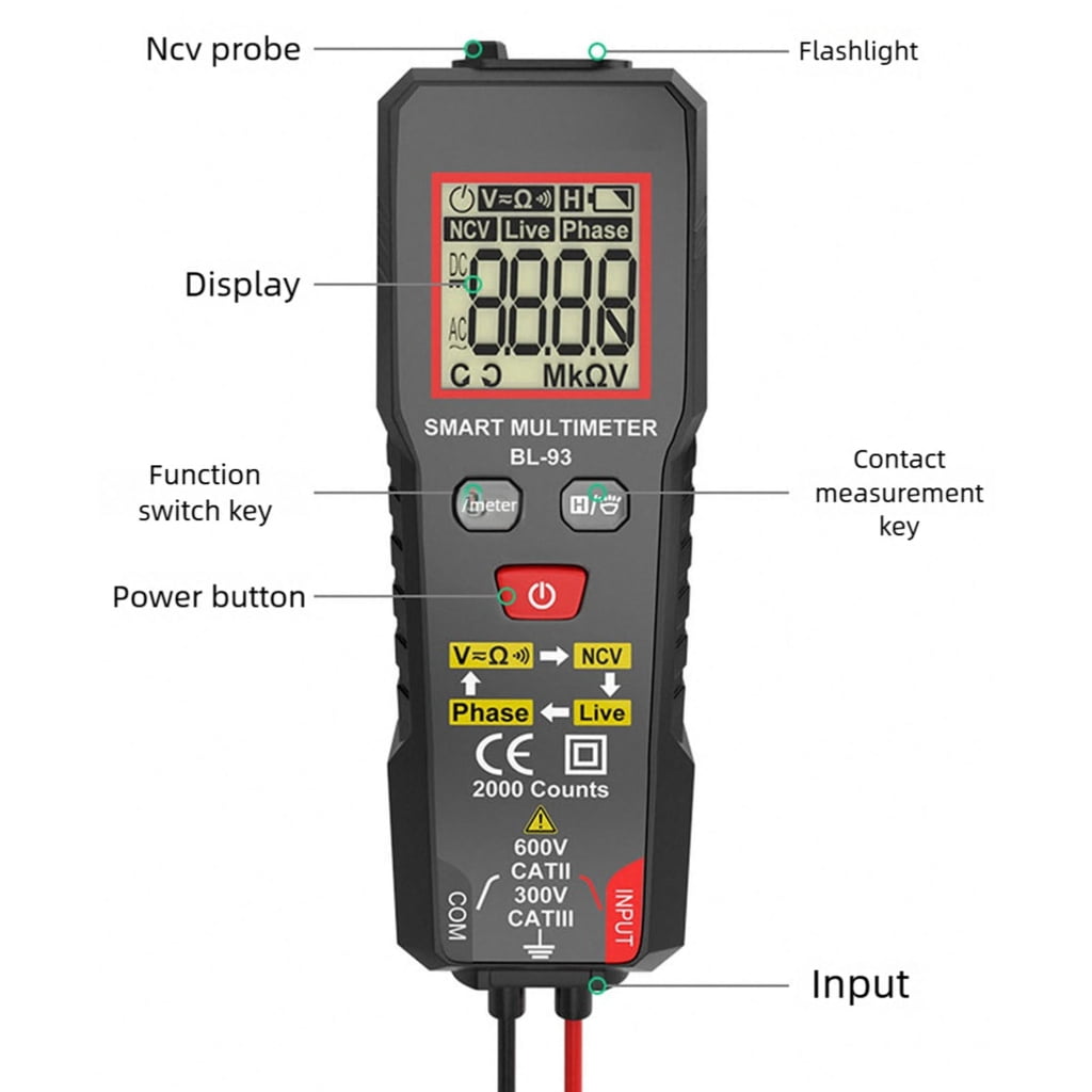 Portable Digital Multimeter Featuring Overload Protected and Low Battery Alerts