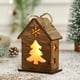 thumbnail image 5 of pstuiky Adorno navideño de casa de madera luminosa, colgante creativo para árbol de Navidad, muñeco de nieve, alces, copo de nieve, iluminación para casa, decoraciones navideñas, 5 of 6