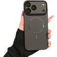 thumbnail image 1 of Simple Skin Feel Frosted Metal Ring Magnetic Phone Case for iPhone 17/17 Pro/17 Pro Max - Glossy Fall Prevention Hybrid 2-Layer Hard Shell Cases (B,17 Pro Max), 1 of 6