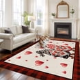 thumbnail image 2 of Large Area Rugs for Living Room Bedroom, Valentine's Day 6'x9' Rug Washable Carpet Runner Indoor Outdoor, Love Gnomes Bow Red and Black Plaid Beige Non Slip Floor Mats Rug for Kitchen, Playroom, 2 of 8