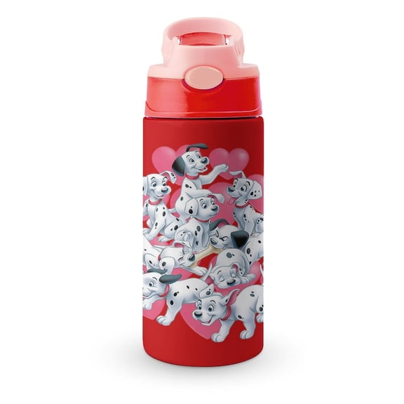 Kids Dalmatians Water Bottle with Straw Lid Vacuum Insulated Stainless Steel Double Walled Leakproof Tumbler Travel Cup for Girls Boys Toddlers 12 oz