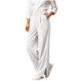 thumbnail image 2 of Zormilly Dress Pants Women High Waisted Business Casual Wide Leg Trousers with Pockets Side Slit Office Dressy Loose Pants, S-2XL, 2 of 9