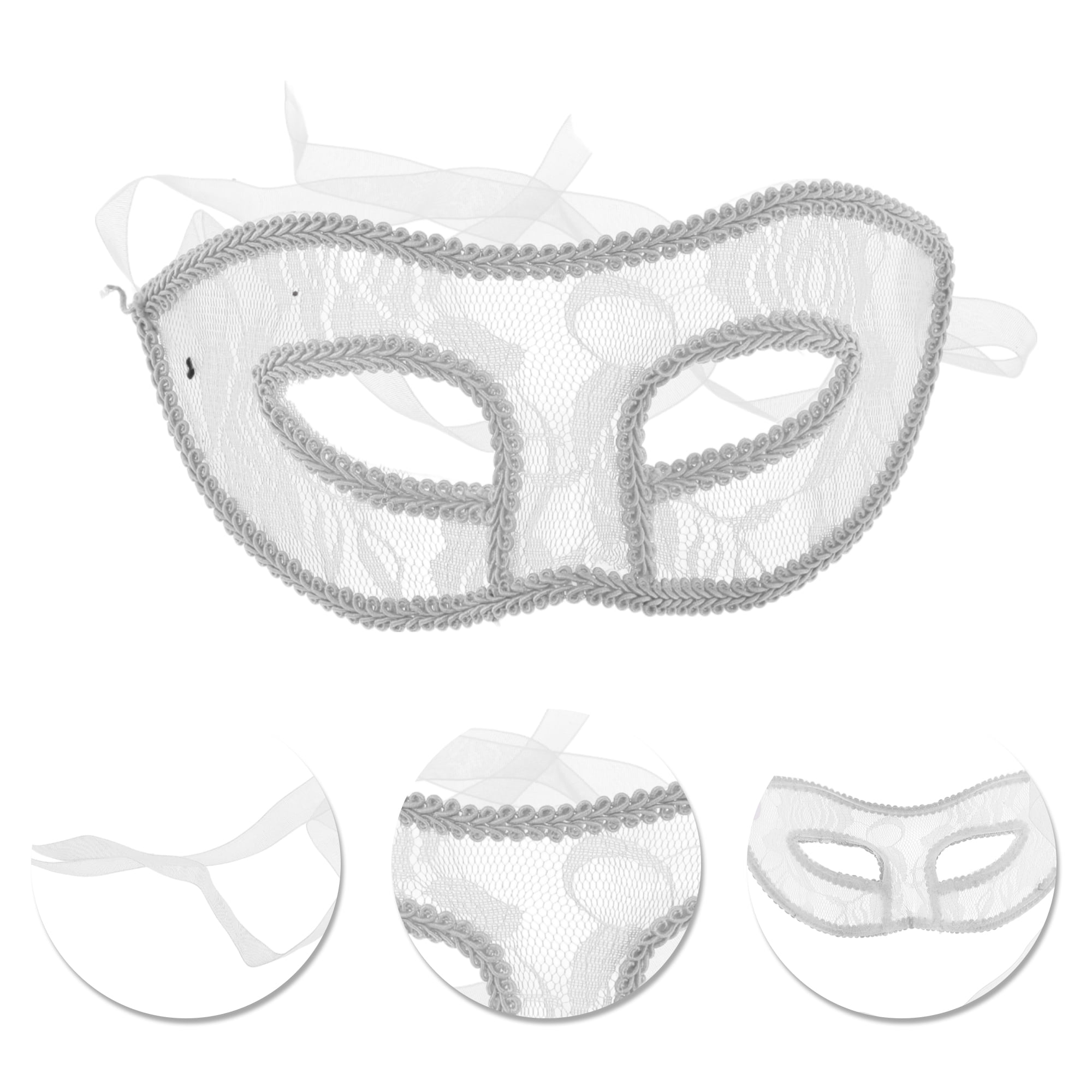 Unique Bargains Elegant Lace Half Face Party Mask for Parties White