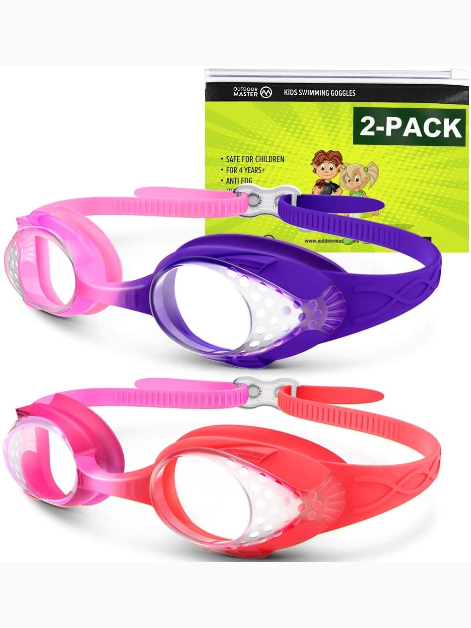 Kids Swim Goggles NEW Multi-Colors 4 Pack Ages 4 & Up Latex Free Adjustable 