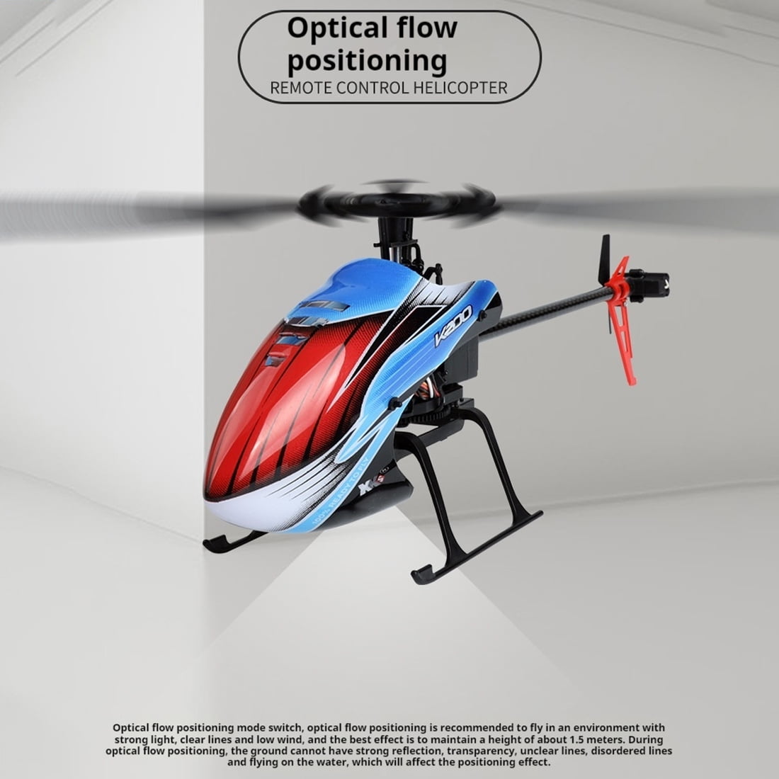 WL K200 4CH Single Flybarless Fixed-Height RC Helicopter Airplane, Optical Flow Positioning with Altitude Hold & One-Key Takeoff for Teens & Adults Beginners