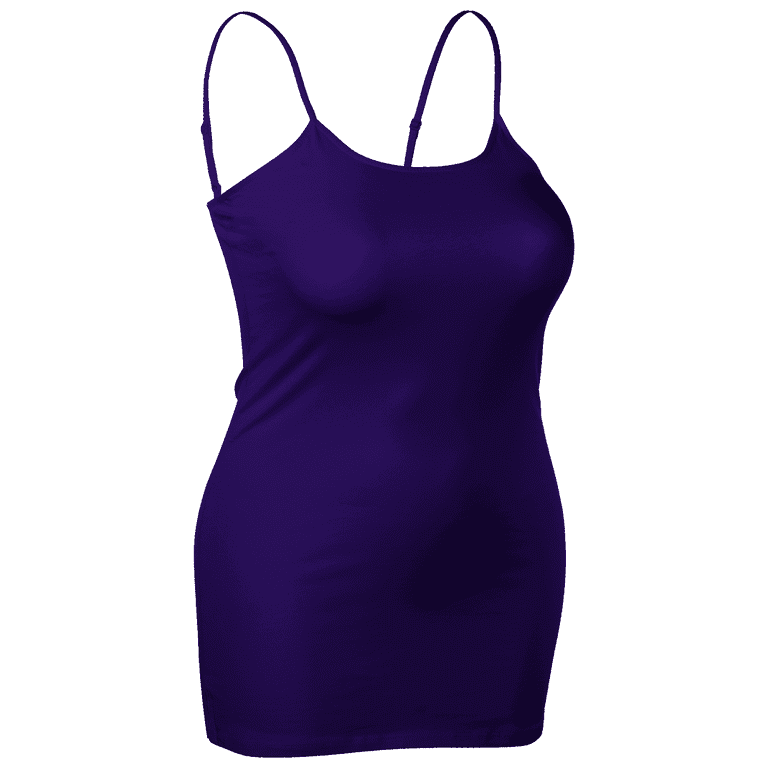 Emmalise Women's Basic Casual Long Camisole Adjustable Strap Cami Layering  Top, 3xl, Purple