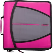 CaseIt 3" Mighty Zip Tab, O-Ring, Zipper Binder, 600 Letter Size Sheet Capacity, D-146, Magenta