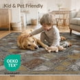 thumbnail image 4 of ODIKA 3'x5' Washable Area Rug Distressed Mosaic Interlocking Motif Brushstroke Block Abstract Flowing Dynamic for Hallway, Laundry Room, Non-Slip, Flatweave, Easy Care, 4 of 7