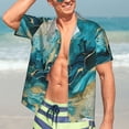 thumbnail image 7 of Sikiie Abstract Ocean Currents Print Men's Hawaiian Shirt, Summer Beach Button Pocket Short Sleeve T-Shirt,Small, 7 of 7