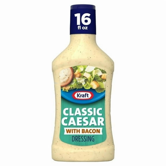Kraft Caesar with Bacon Dressing, 16 fl oz Bottle, Casein Free, Pack of 4