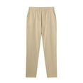 thumbnail image 4 of MDUKONU Men's Drawstring Linen Beach Pants Stretch Lounge Wear Khaki XXL, 4 of 6