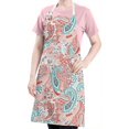 thumbnail image 5 of Pink Paisley and Floral Pattern Apron-Garden Aprons for Women with Pockets-Cotton Linen Waterproof Kitchen Cooking Gardening Aprons Adjustable for Kitchen,Cooking,BBQ and Salon 33x27 Inch, 5 of 7