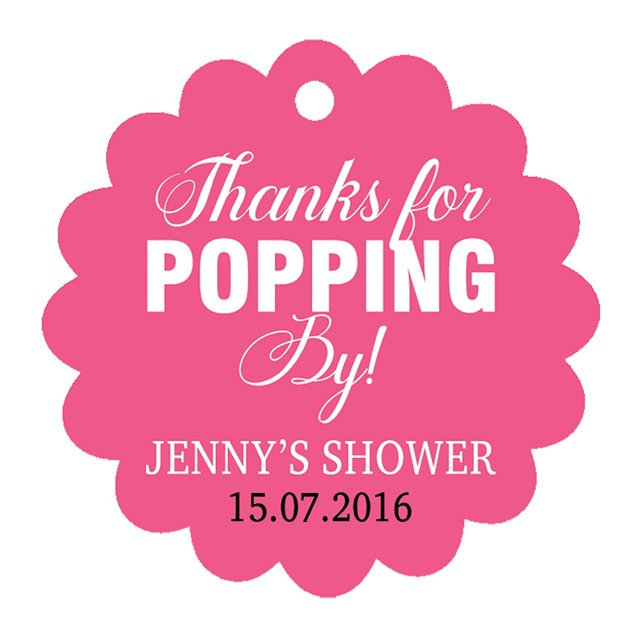 100 PCS Personalized Baby Shower Favors Tags Custom Quote Thank You For Popping By Baby Shower Gift Hang Tags