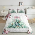 thumbnail image 3 of Manfei Green Xmas Tree Bedding Sets Twin with Comforter, Merry Christmas Duvet Insert, Bowknot Bell Reversible Comforter Sets Twin Size, Super Cozy Room Decor, 2 Pieces, 3 of 8