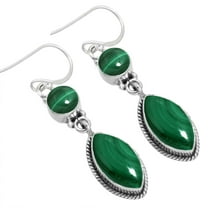 Natural Malachite Earring 925 Sterling Silver Handmade Jewelry
