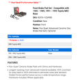 thumbnail image 2 of Front Brake Pad Set - Compatible with 1985 - 1989, 1991 - 1995 Toyota MR2 Base 1986 1987 1988 1992 1993 1994, 2 of 2