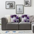 thumbnail image 3 of JEUXUS 2-Piece Short Plush Throw Pillow Cover Transparent Purple Flower Tulip Picture White, 3 of 6