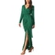 thumbnail image 4 of VESTIDO MAXI BODYCON PARA MUJERES INSPIRE CHIC CON CUELLO EN V Y MANGA LARGA, ABERTURA LATERAL, VESTIDO DE FIESTA TALLA S VERDE OSCURO, 4 of 7