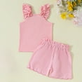 thumbnail image 4 of Sopiago Toddler Baby Girl Summer Outfit Bow Embroidery Short Sleeve T-Shirt Plaid Ruffle Shorts Set Little Girls Clothes 2-3 Years,Pink, 4 of 7