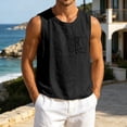 thumbnail image 4 of Zysthvn Sleeveless Men Tank Tops Running Cotton Summer Casual Shirts for Men Crew Neck Button Solid Pocket, 4 of 6