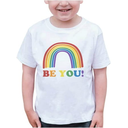 

7 ate 9 Apparel Kids Pride Shirts - Be You! Rainbow White T-Shirt 2T