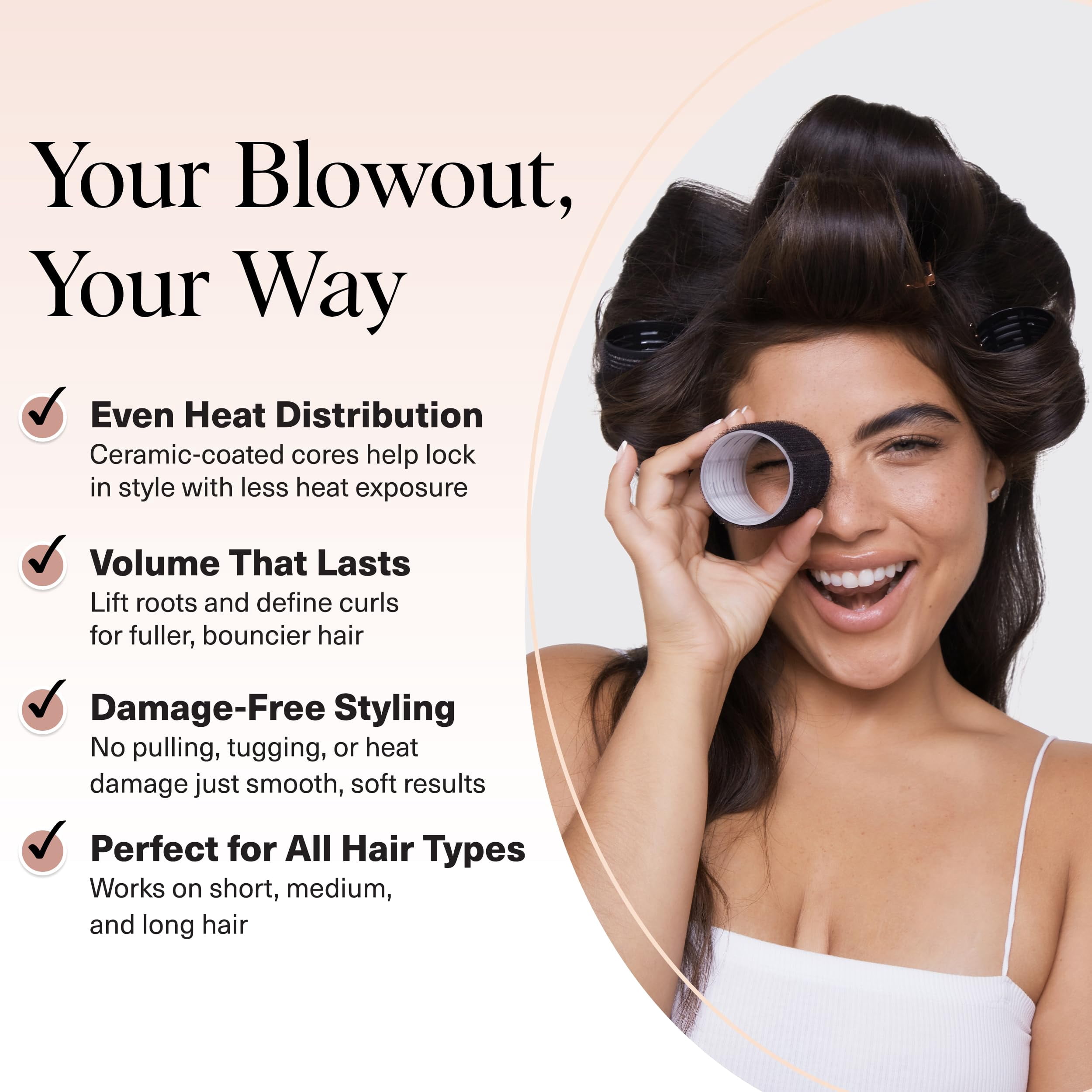 Kitsch Pro Black Ceramic Thermal Set Hair Rollers for Short & Long