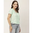 thumbnail image 5 of Moomaya V-Neck Printed Tops For Women, Button Down Short Sleeve Crop Top Blouse, 5 of 8