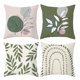 thumbnail image 1 of Juego de 4 fundas de almohada con estampado de flores de 18 x 18 pulgadas, diseño geométrico abstracto nórdico verde, decoración para cama, sofá y sala de estar, 1 of 6
