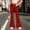 Red, variant on Kids Girls School Uniform Flare Pants Dress Bottoms Leopard Lightweight Kids Pants Girls Trousers 5-6T