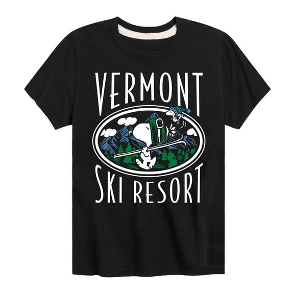 Peanuts - Snoopy and Woodstock Vermont Ski Resort - Toddler And Youth Short Sleeve Graphic T-Shirt