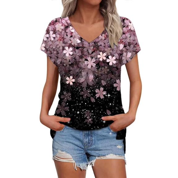Dyfzdhu 250th Anniversary Usa Shirt T Shirts For Women Fashion Daily Casual V Neck Short Sleeve Tops Loose